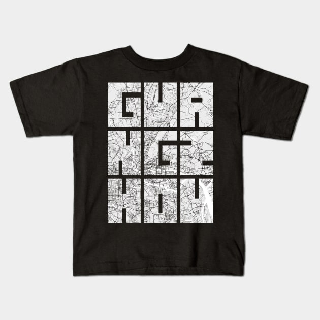 Guangzhou, China City Map Typography - Light Kids T-Shirt by deMAP Studio